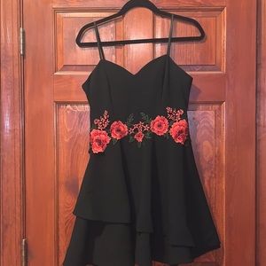 lace floral black dress